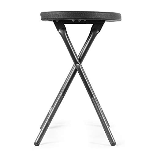 TAVR Portable Folding Stool 18.1 Inch Set of 2 Heavy Duty Fold up Stool Metal and Plastic Foldable Stool for Adults Kitchen Garden Bathroom Collapsible Round Stool, 440 lbs Capacity, Black
