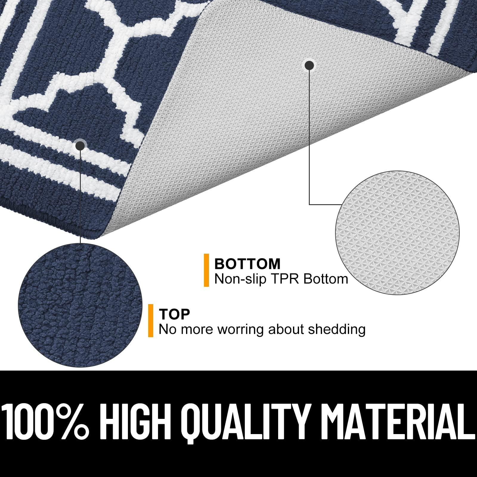 Buganda Door Mats Indoor, 17"×30", Water Absorbent Low Profile Anti-Slip Front Door Mat, Door Rugs for Entrance, Navy Blue