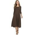 thumbnail image 2 of U.Vomade Nouvelle Robe Midi Plissée Décontractée pour Femme à Manches Longues, Couleur Unie Simple, Élégante, Col Rond, Robe pour Femme, Robe Grande Taille, 2 of 3