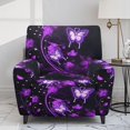 thumbnail image 2 of HELLHERO 4 Pcs Purple Butterfly Floral Recliner Chair Covers, Soft Recliner Chair Slipcover Brushed Anti Pet Hair Recliner Cover for Living Room Living Bedroom, 2 of 8