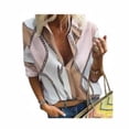 thumbnail image 2 of Blusa Camisa suelta con cuello en V Estampado de manga larga Blusa de trabajo Top de mujer, Rosa, S sidaley AP002016-09, 2 of 5