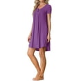 thumbnail image 4 of INSPIRE CHIC Women's Sleepwear Spring Summer Short Sleeves Lounge Nightgown with Pockets S Dark Purple, 4 of 6