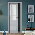 thumbnail image 4 of Slab Barn Door Panel Frosted Glass | Veregio 7339 Matte Grey | Sturdy Finished Doors | Pocket Closet Sliding-24" x 96", 4 of 5