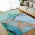 thumbnail image 4 of Teal Marble Area Rugs 5x8 for Living Room, Abstract Art Modern Geometric Golden Non Slip Washable Rug Runner, Low Pile Indoor Floor Carpet Mat Bathroom Rugs for Bedroom, Kids Room, 4 of 9