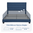 thumbnail image 4 of Allewie King Size Platform Bed Frame with Fabric Upholstered Headboard, Navy Blue, 4 of 7