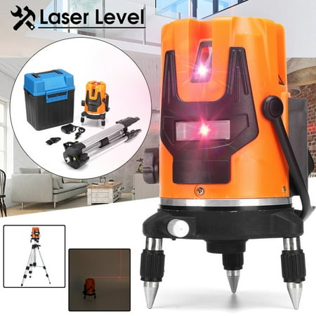 Automatic Optical Level Kit (360? Rotary Professional Automatic Self Leveling 5 Line 6 Point 4V1H Red Laser Level Meter Measure With)