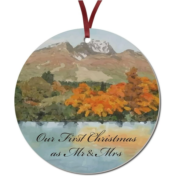 Christmas Wooden Hanging Sign 3" Our First Christmas As Mr Mrs Wooden Christmas Wreath Signs Christmas Door Decorations for Front Door Xmas Home Indoor Outdoor Farmhouse Wall Decor Colorful