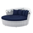 thumbnail image 5 of Lounge Daybed Sofa Bed, Sunbrella, Blue Navy Gray, Rattan, Wicker, Modern Contemporary, Outdoor Patio Balcony Cafe Bistro Garden Furniture Hotel Hospitality, 5 of 9
