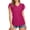 Hot Pink, variant on Womens Glitter Tops Short Sleeve Dressy V Neck Sparkly Casual Double Layers Shirts