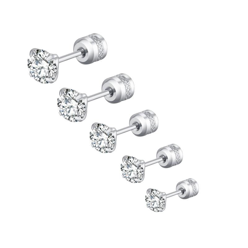 Cubic Zirconia Hypoallergenic Stud Earrings for Women Men Girls Statement Cartilage Fashion Surgical Steel Helix Earrings 5 Pairs 