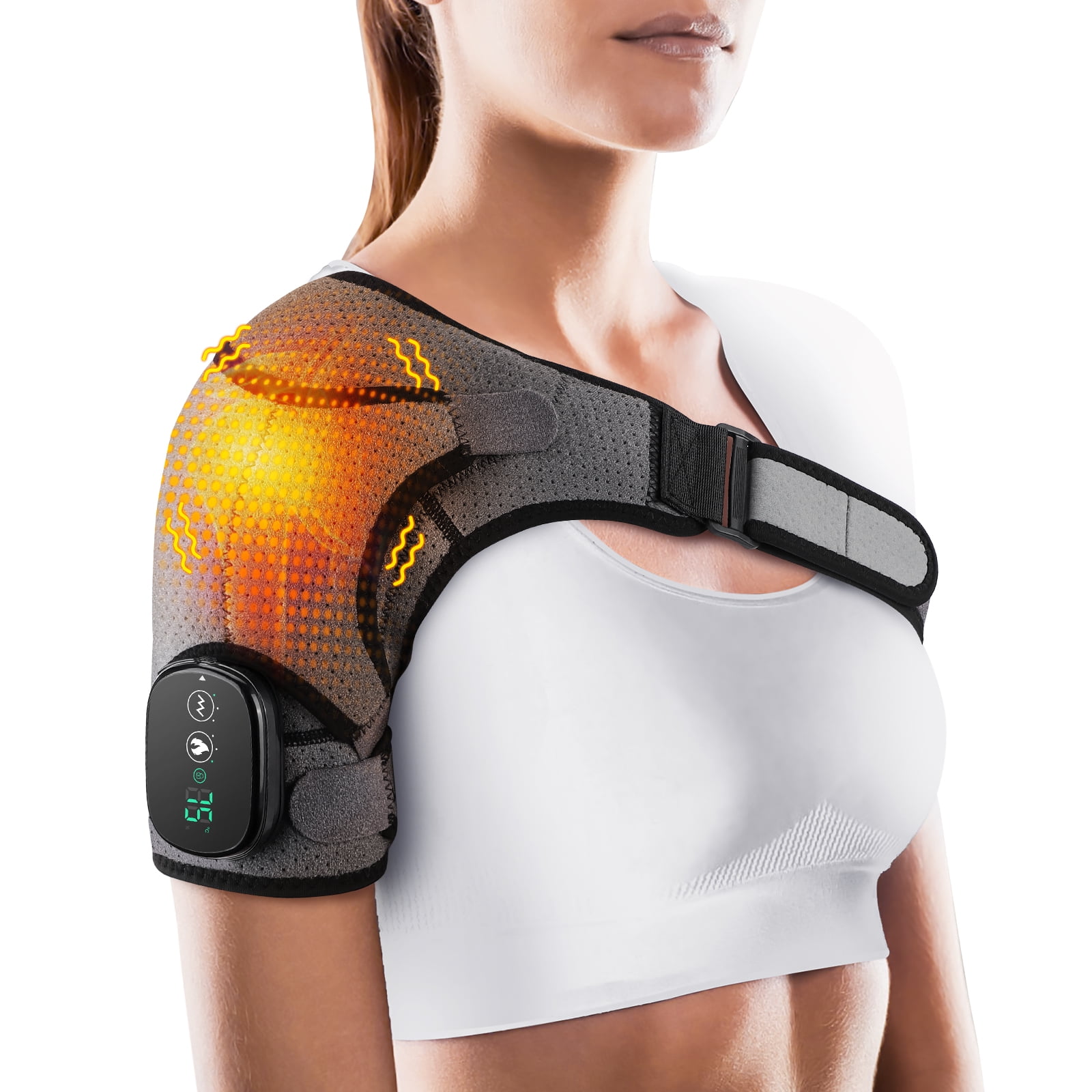 Heated Vibration Shoulder Brace Support,Heating Vibration Massage Protector Shoulder Strap,Shoulder Massager,Relieve Shoulder Muscle Pain Gift