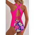 thumbnail image 2 of I AM A FASHION JUNKY Rose V Neck Ruffled Hem Floral Bottom Tankini Set (Rose, L, 82%Polyamide+18%Elastane), 2 of 8