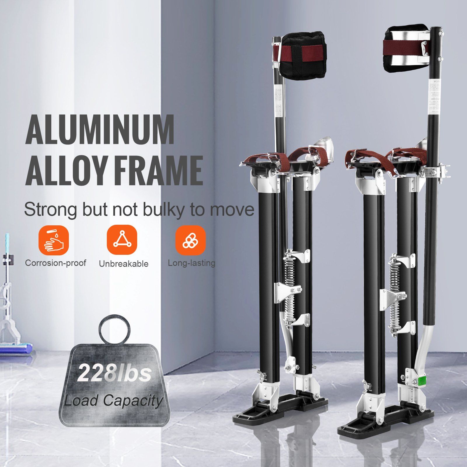 24-40 inch Work Stilts, Non-slip Aluminum Drywall Stilts with Comfortable Knee Pads