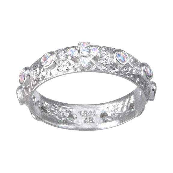 Sterling Silver Rosary Ring, Size 8