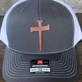 thumbnail image 2 of Crossed Nails Hat – Richardson 112 Trucker Cap with Leather & Wood Cross Patch, 2 of 5