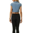 thumbnail image 3 of INSPIRE CHIC Women's Summer Denim Jackets Button Down Short Sleeves Cropped Jean Jacket XL Lignt Blue, 3 of 5