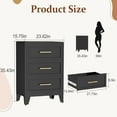 thumbnail image 3 of Metal Small Dresser for Bedroom, Black Dressers & Chest of Drawers, 3 Drawer Dresser with Curved Corner, Storage Cabinet for Living Room, Entryway, Home Office (Black, 23.62" W), 3 of 8
