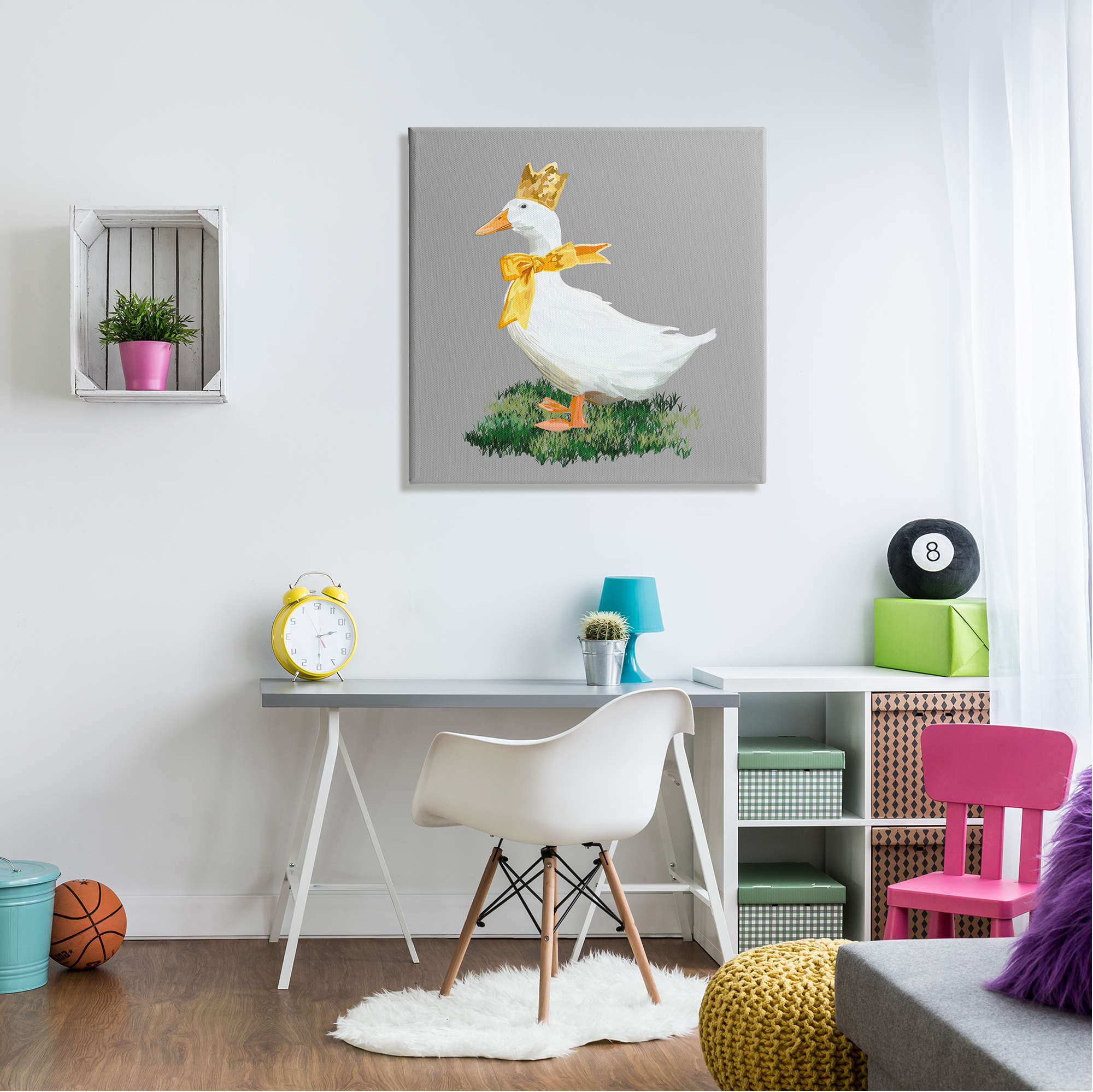 Stupell Industries Goose with Crown Animals & Insects Painting Gallery Wrapped Canvas Art Print Wall Art, 30 x 30