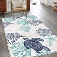 thumbnail image 2 of 3'x5' Area Rugs, Teal Blue Coastal Indoor Outdoor Area Rug for Living Room Bedroom, Sea Turtle Nautical Coral Summer Beach Washable Bathroom Rugs Kitchen Floor Carpet Mats Home Decor Aesthetic, 2 of 8