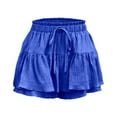 thumbnail image 3 of HXWCHs Women's Summer High Waist Wrap Skirt Pants Stylish Drawstring Folded Wide Leg Palazzo Culottes for Casual Wear Blue XL, 3 of 5