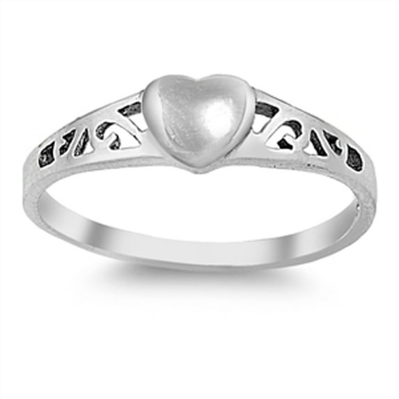 Heart Love Cutout Swirl Ring .925 Sterling Silver Band Jewelry Female Male Unisex Size 5