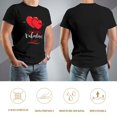 thumbnail image 5 of Valentine’s Day Men's Cotton HD Print Short Sleeve T-Shirt Crew Neck Top Black 2XL, 5 of 7