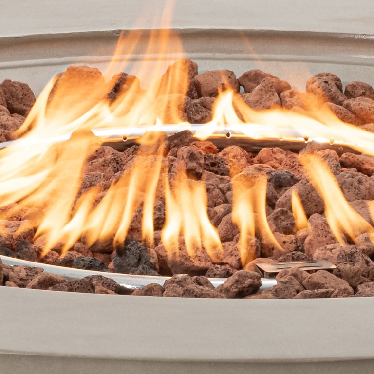 COSIEST Outdoor 40.5 in Round Propane Fire Pit Coffee Table w Wind