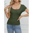 thumbnail image 7 of Women Short Sleeve Scoop Neck Tops Shirts Fitted Summer Tshirt Tee, 7 of 7