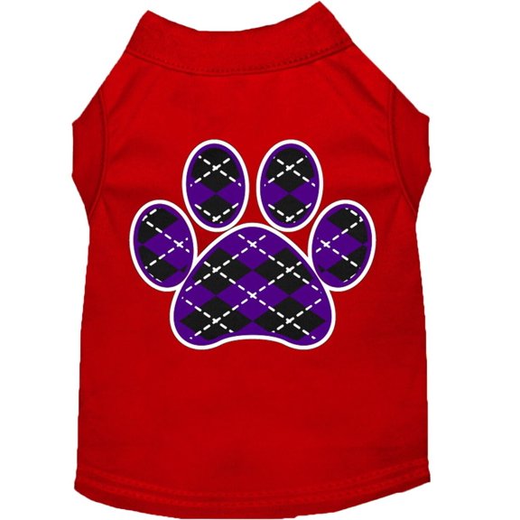 Argyle Paw Purple Screen Print Shirt Red Sm (10)