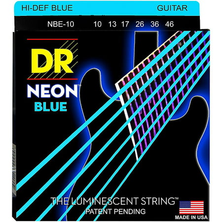 DR Strings Hi-Def NEON Blue Coated Medium (10-46) Electric Guitar