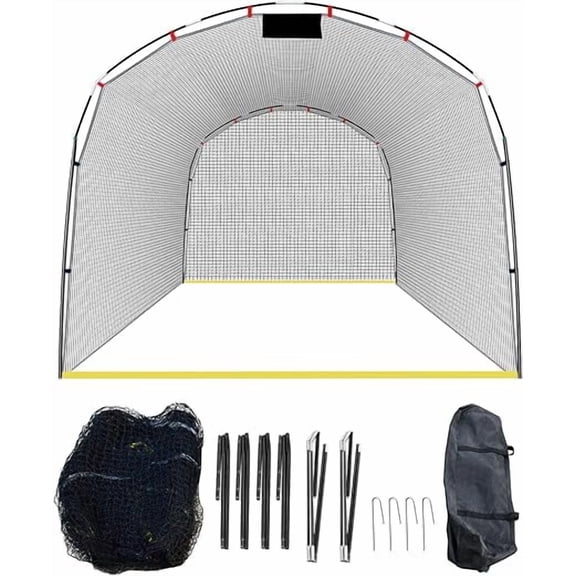 ANDGOAL Baseball Batting Cage Net with Steel Frame & 4 Ground Stakes 13x10x8 ft