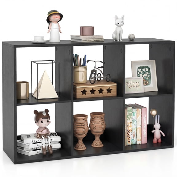 Patiojoy 6 Cube Bookcase Freestanding Bookcase with Open Back Home Storage Organizer Unit Black