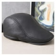 Autumn Winter Men's Beret Genuine Leather Hat Fashion Cowhide Warm
