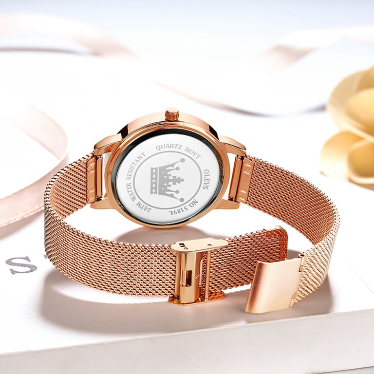 OLEVS Ladies Watches Rose Gold Mesh Strap Fashion Dress  display picture 1
