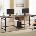 thumbnail image 2 of Tribesigns 79 Inch Extra Long Desk, Double Desk with 2 Drawers, Two Person Desk Long Computer Desk with Storage Shelves, Writing Table Study Desk for Home Office, Rustic Brown, 2 of 8