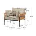thumbnail image 3 of Ryder Modern Outdoor Patio Lounge Chair with Cushions, Rope Accents, Iron Frame, Beige+Natural, 3 of 13