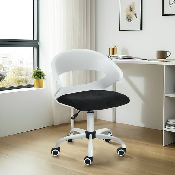 Homy Casa Chaise de Bureau Moderne - avec Bras et Roues, Chaise de Travail à Roulettes Réglable pour Petits Espaces, Noir