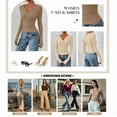 thumbnail image 4 of FreshPretty Long Sleeve Shirts for Women Fall Fashion V Neck Knit Ruched Slim Fit Casual Basic Tees Going Out Tops Y2k, 4 of 9