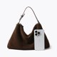 thumbnail image 5 of Bolso de mano de gamuza suave mate para mujer, bolso de hombro de piel de vaca mate simple retro de dos capas, bolso bandolera de moda para mujer, 5 of 5