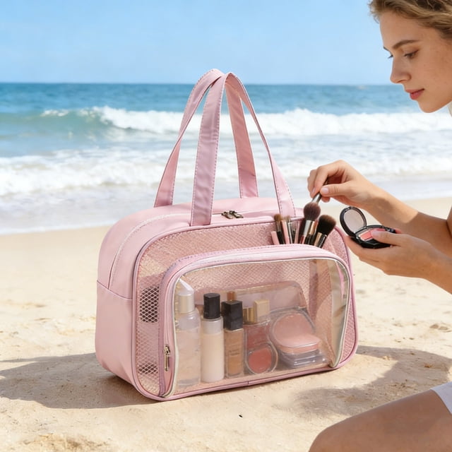 PVC Travel Storage Bag, Waterproof Two-Layer Fitness & Sports Bag, Dry & Wet Separation, Portable Cosmetic & Toiletry Bag for Outdoor & Travel, Large Opening Design for Easy Access