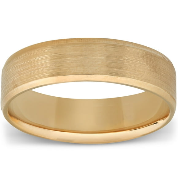 Men's 6mm Wedding Band Ring with Satin Center& High Polished Sides 14K Gold