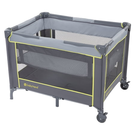 Baby Trend Nursery Center Portable Playard with Bassinet and Travel Bag in Twinkle Lime Green
