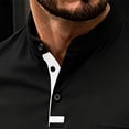 thumbnail image 5 of LEAVINGSUO Men's Stand Collar Long Sleeve Shirt Casual Loose Fitting Sports Breathable Top Black S, 5 of 6