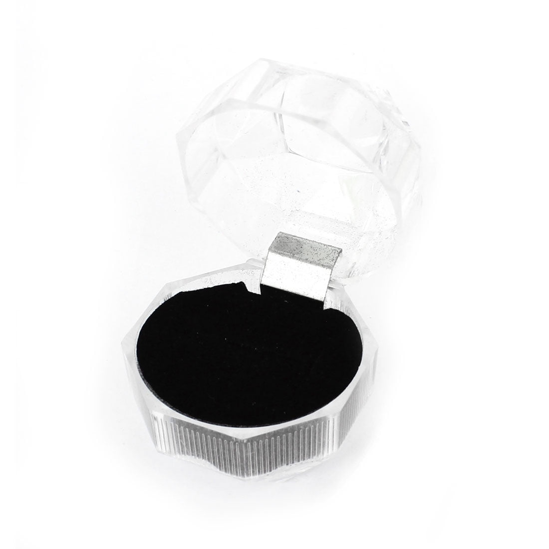 Octagonal Clear Plastic Jewelry Box Ring Case Holder w Sponge Pad ...
