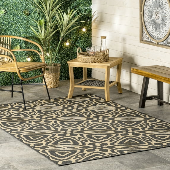 nuLOOM Dakota Geometric Indoor/Outdoor Area Rug, 9' 6" x 12', Charcoal