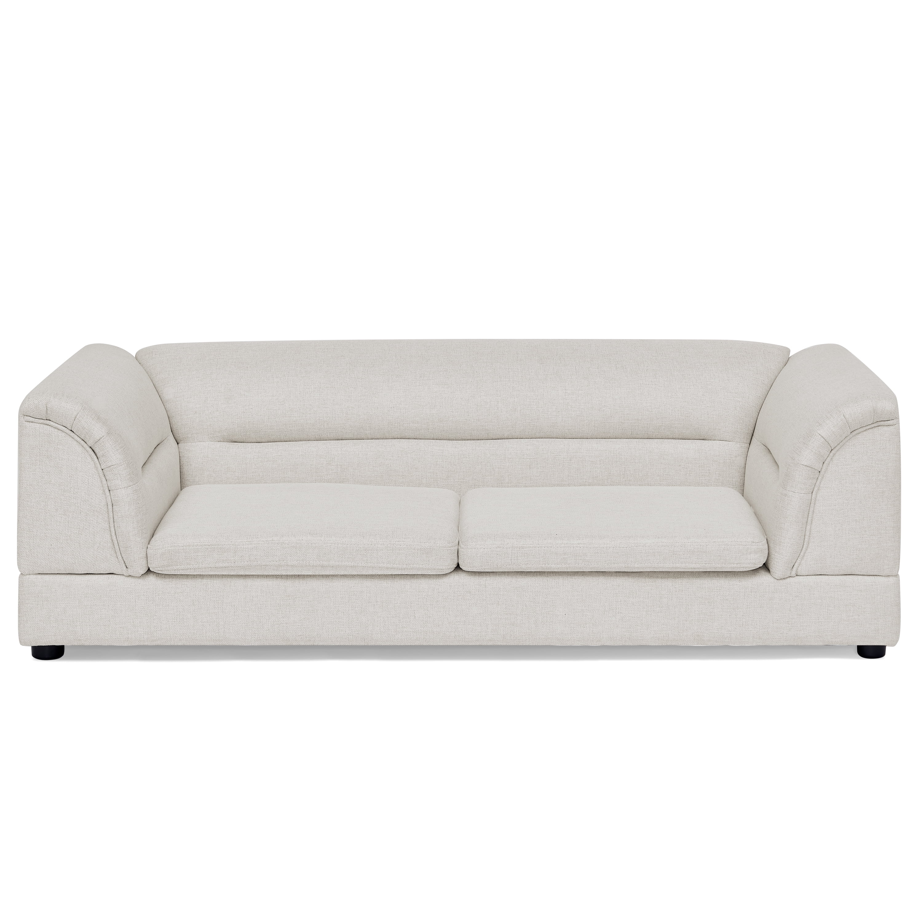 Oversized Pet Sofa, Curved Armrest Rectangular Dog Sofa, Linen Fabric Comfort Pet Couch for Large & Oversized Dogs-Beige