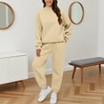 thumbnail image 2 of felwors Two Piece Sets for Women Neck Matching Sets Loungewear Fall Clothes Travel Outfits Fashion 2025 S-3XL Beige, S, 2 of 7