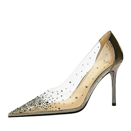 

IELGY Fashion Party High Heels Transparent Hollow Sparkling Rhinestone Women