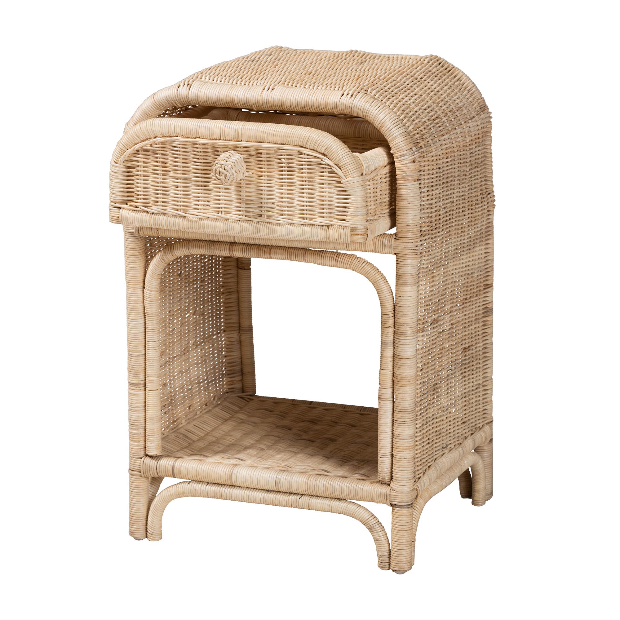 bali & pari Magni Rattan BOHO Nightstand, 1-Drawer, Natural Brown