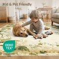 thumbnail image 4 of ODIKA 8'x10' Washable Area Rug Neutral Vintage Boho Bordered Bouquet Distressed Vine Frame Pastel for Dining Room, Large Office, Lounge, Non-Slip Chair-Friendly Mat, 4 of 7